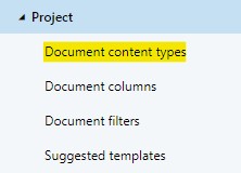 A workspace configuration's document content types