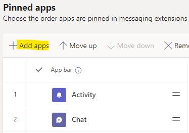 Add Teams apps