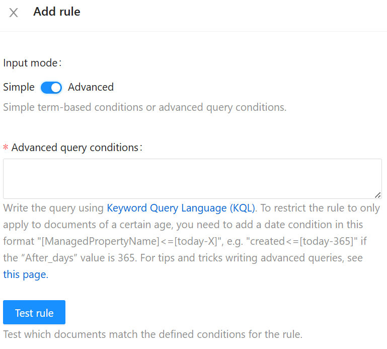 Advanced rule