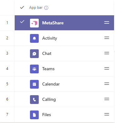 Arranging the order of the pinned apps