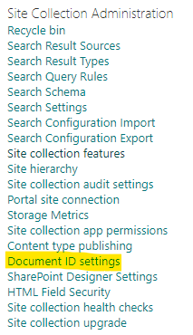 Document ID settings