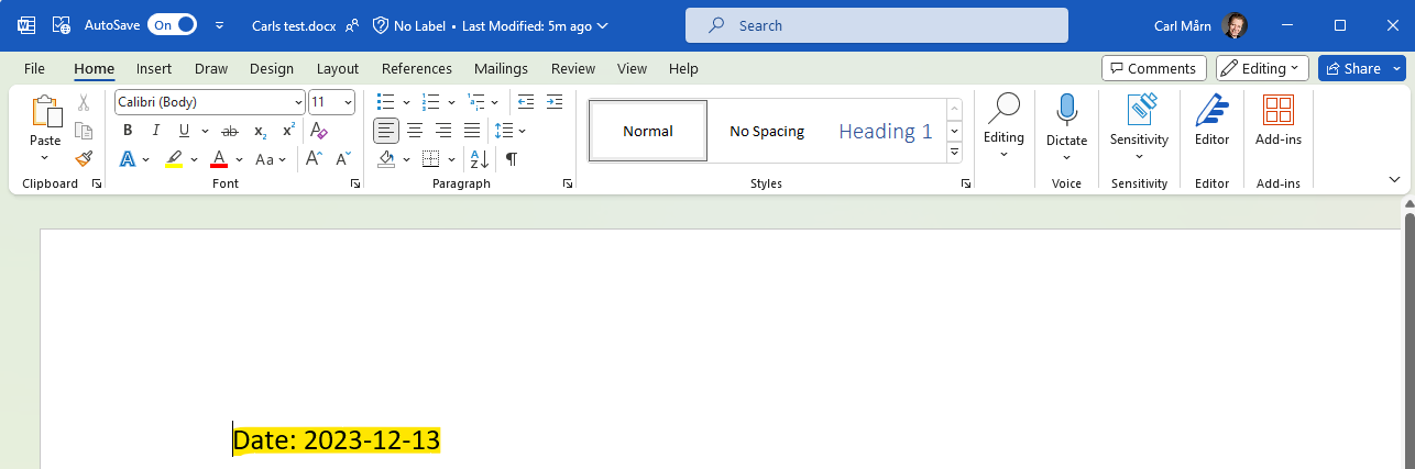 Document properties - Word Desktop client