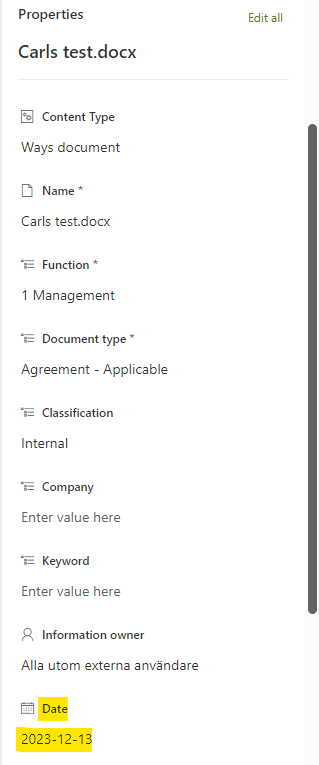 Document properties in SharePoint