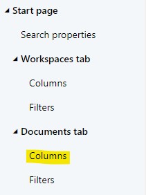 Documents tab's document columns