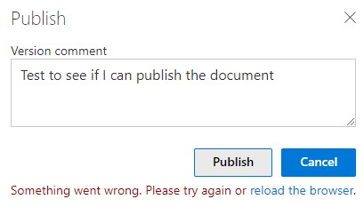 Error when publishing a document