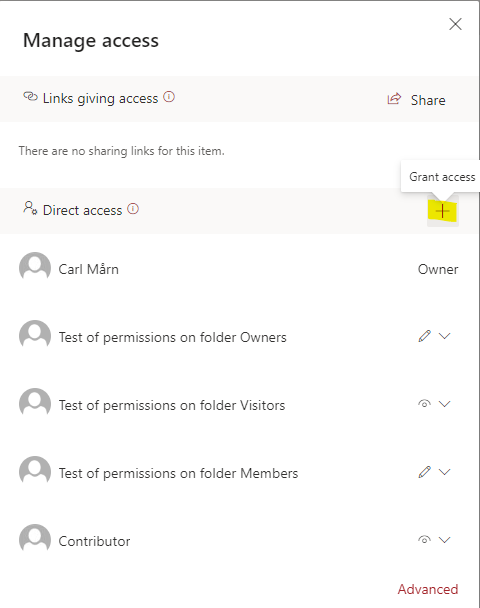 Grant access to the page