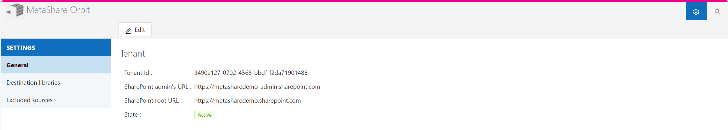 MetaShare Orbit’s settings page