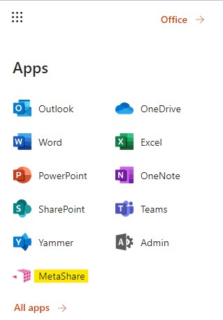 MetaShare in the App Launcher