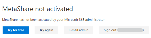 MetaShare not activated