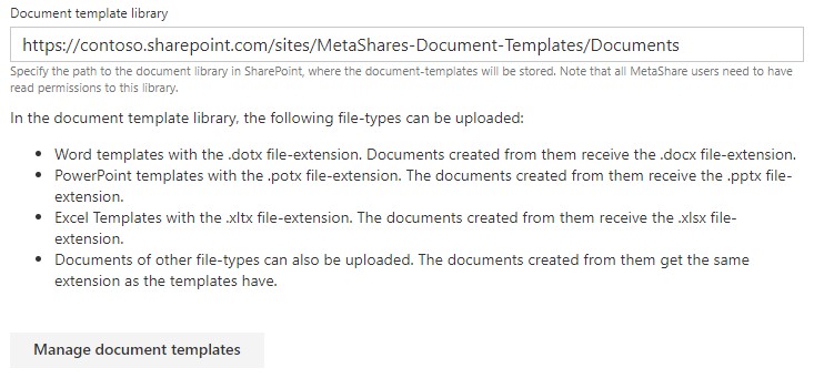 MetaShare's document template library