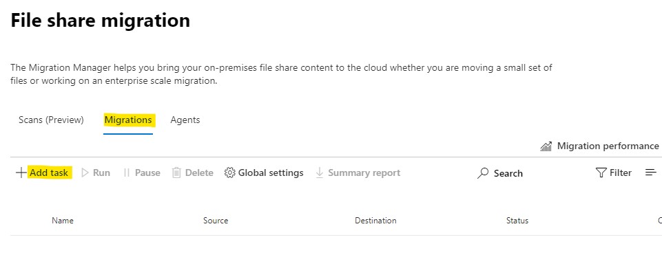 Migration Manager - Add a task