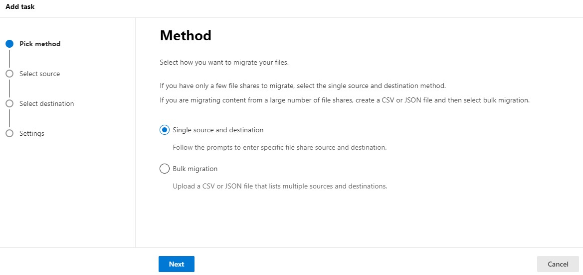 Migration - pick a method