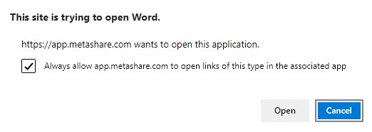 Open document prompt, with a preference setting
