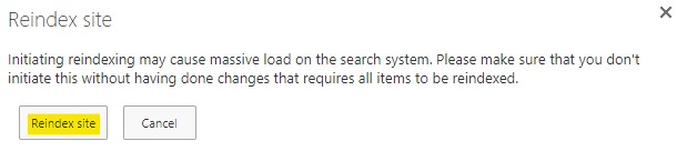 Reindex site confirmation