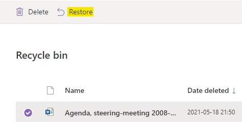 Restore a document