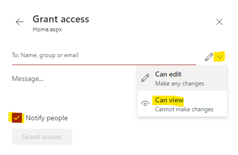 Set permissions on the page