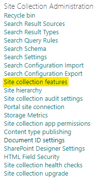 Site collection features