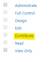 Click on the "Contribute" permission level