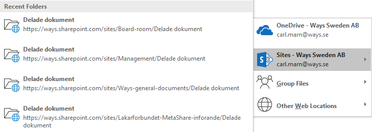 Select the "Sites - [Your company name]" option