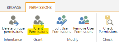 Click on the "Grant Permissions" function