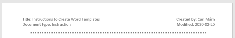 Document metadata displayed on a page header