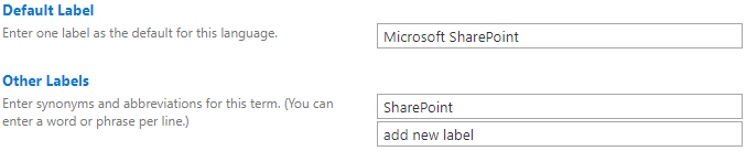 The terms default label and other labels