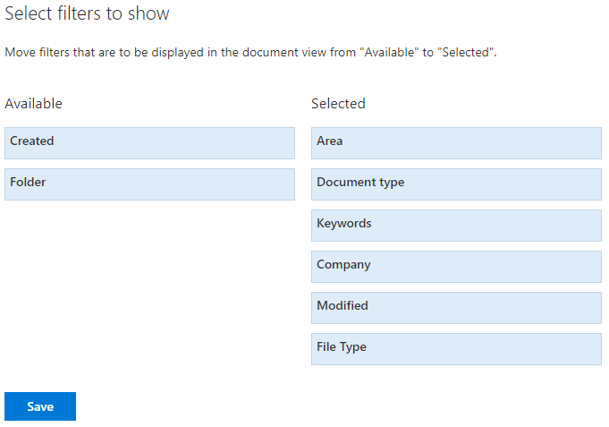 Select filters to show