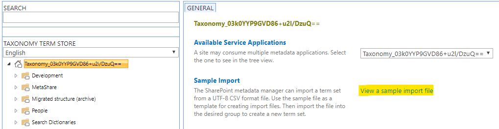Click on the link "View a sample import file"