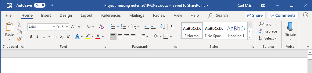 Document saved in the workspace