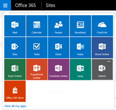 The app launcher in Office 365