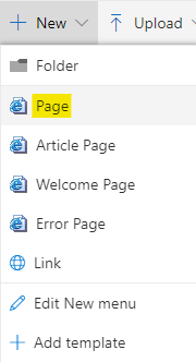 Create a new custom search page