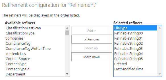 Add the refiners you want to use