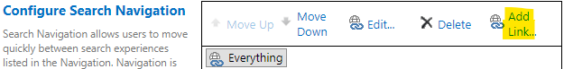 Add a link on the "Configure Search Navigation" section