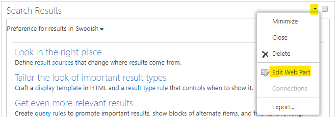 Edit the "Search Results" web part
