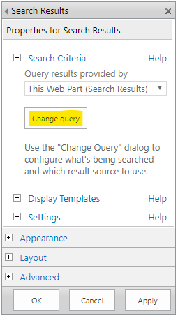 Change the query on the "Search Results" web part