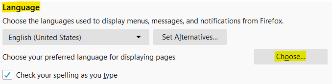 Add a language, Firefox