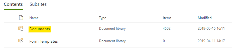 A site's document library