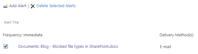The link to all alerts that you have created on a specific SharePoint site