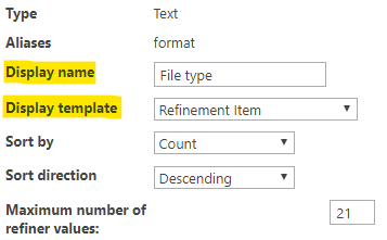 Give the refiners a meaningful name and choose an appropriate display template