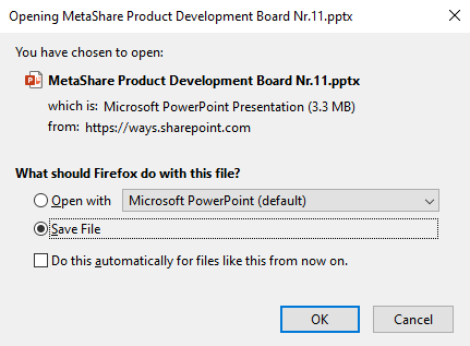 Firefox - what do you want to do with a downloaded file