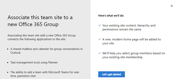 Click on the ”Let’s get started” button