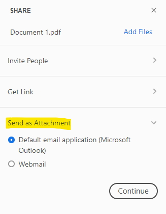 Select the "Send as attachment" option
