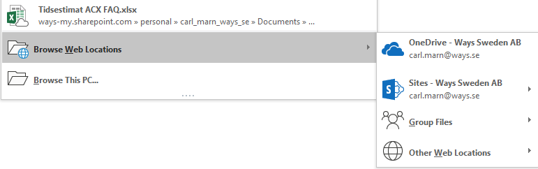 Select the "Browse Web Location" option in the bottom of the list