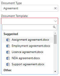 Which document templates to be&nbsp;suggested per document type